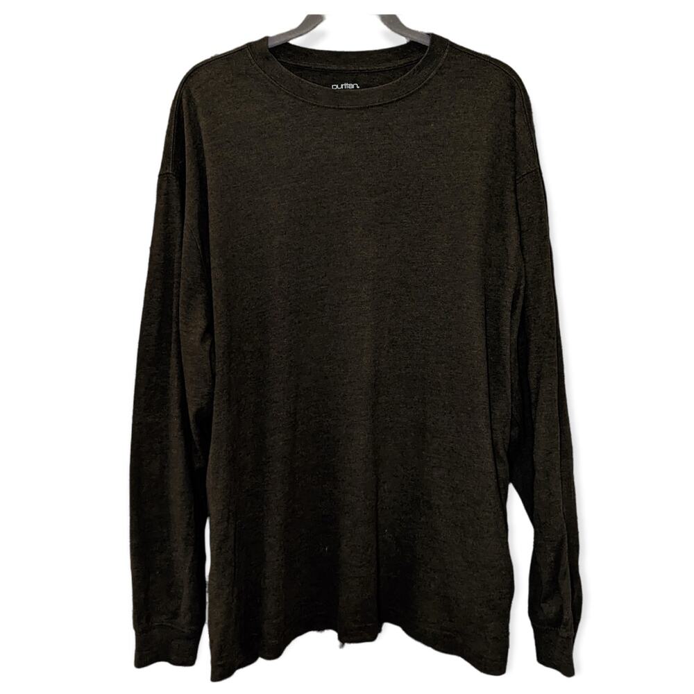 Puritan Mens Smoke Olive Heather Crewneck Pull Over Sweater Fall Winter  XL